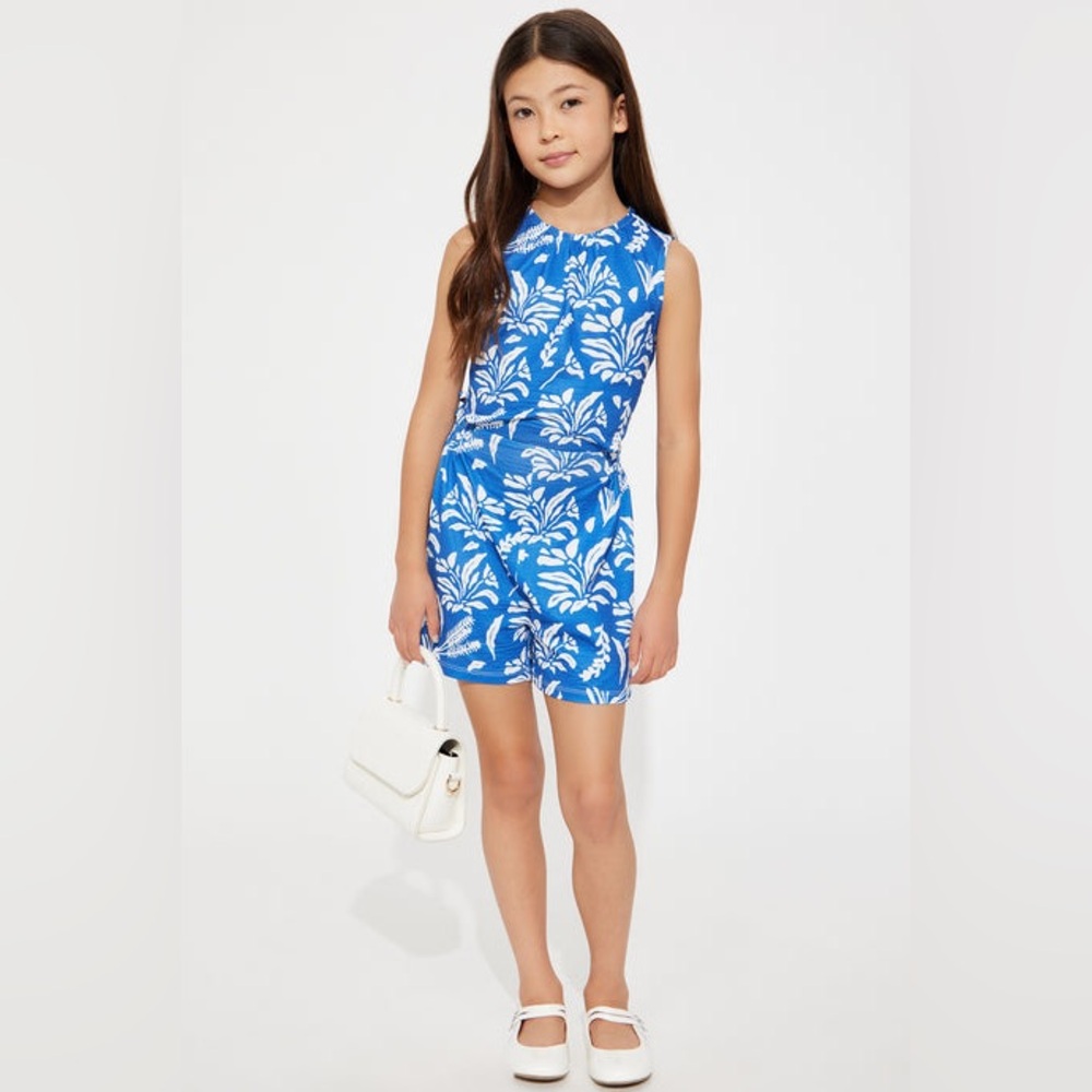 Blue Floral Kids Romper